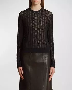 Трикотажный топ Colleen с круглым вырезом и длинными рукавами Khaite, цвет Black