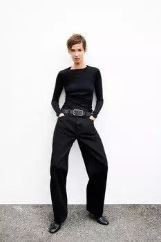 Трикотажный топ crossover ZARA, черный