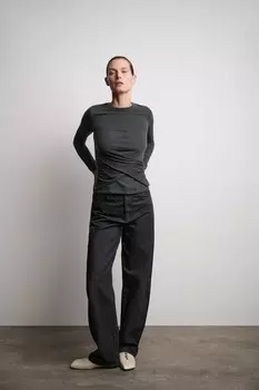 Трикотажный топ crossover ZARA, серый