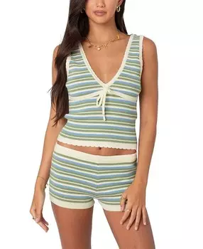 Трикотажный топ Edikted с фестонами и полосками, мультиколор