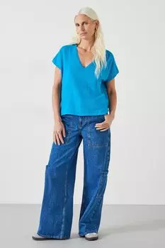 Трикотажный топ Emmerline из смесового льна Hush, синий