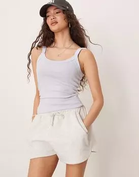 Трикотажный топ Gina Tricot в рубчик светло-голубого цвета