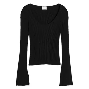 Трикотажный топ H&M, черный