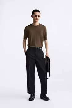 Трикотажный топ из 100% шерсти ZARA, коричневый
