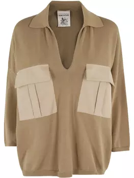 Трикотажный топ из хлопка полукутюрного покроя Semicouture, коричневый