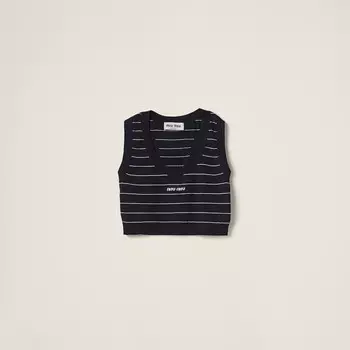 Трикотажный топ из вискозы Miu Miu, синий