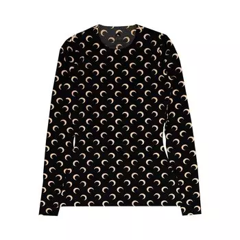 Трикотажный топ Marine Serre Regenerated All Over Moon Second Skin, черный