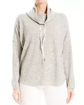 Трикотажный топ Max Studio Cowl Neck Rib Knit, коричневый