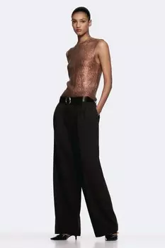 Трикотажный топ металлического цвета ZARA, бронзовый