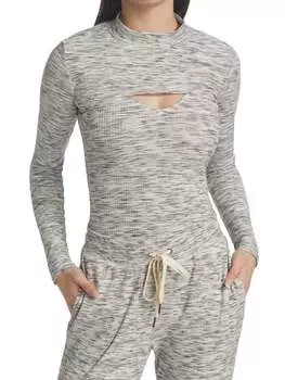 Трикотажный топ N:Philanthropy из меланжа в рубчик из двух частей Manning, серый