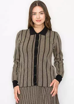 Трикотажный топ на пуговицах в золотую полоску Yal New York, золотой