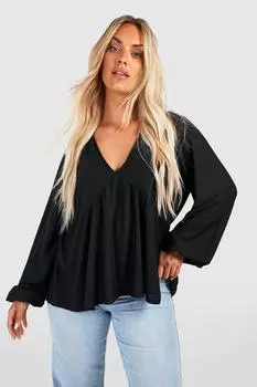 Трикотажный топ plus из трикотажного трикотажа с погруженным погружением Boohoo, черный