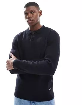 Трикотажный топ-поло темно-синего цвета Threadbare