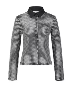 Трикотажный топ поло в зигзагообразную полоску Rag & Bone, черный