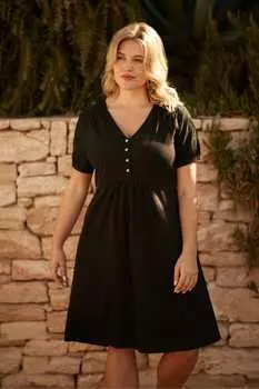 Трикотажный топ прямого кроя с фигурным силуэтом и платье с английской вышивкой Live Unlimited, черный