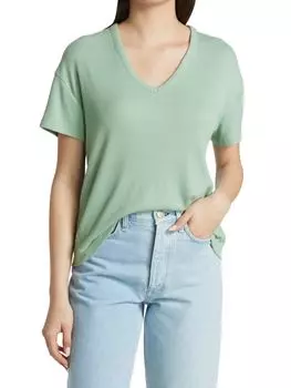 Трикотажный топ Rag&amp;Bone в рубчик с v-образным вырезом, зеленый