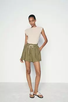 Трикотажный топ с эффектом матки ZARA, песочный