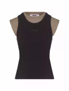 Трикотажный топ с эффектом многослойности MSGM, черный