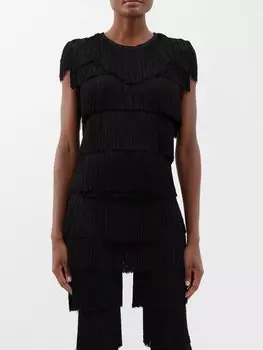 Трикотажный топ с бахромой Norma Kamali, черный