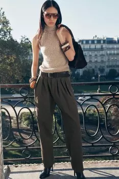 Трикотажный топ с бисером ZARA, бежевый