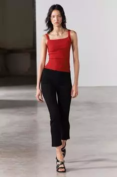 Трикотажный топ с брязками ZARA, красный