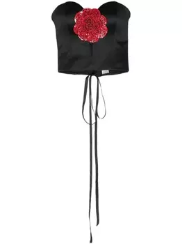 Трикотажный топ с цветочной аппликацией Parlor, черный