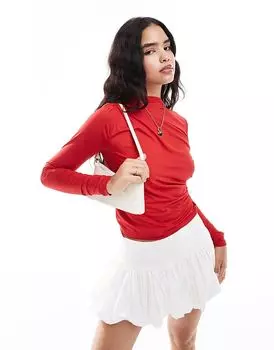 Трикотажный топ с длинными рукавами и сборками вишневого цвета Vero Moda