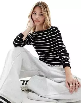 Трикотажный топ с длинными рукавами и воротником-лодочкой ASOS DESIGN