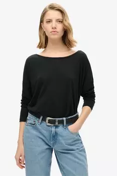 Трикотажный топ с длинными рукавами Superdry, черный