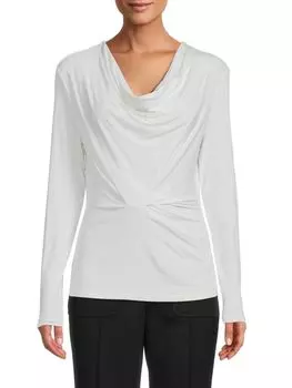 Трикотажный топ с драпировкой спереди Donna Karan New York, слоновая кость