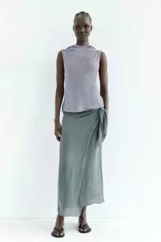 Трикотажный топ с капюшоном ZARA, серебряный