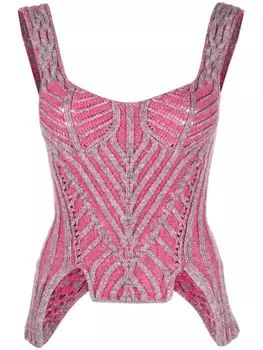 Трикотажный топ с контрастной окантовкой Paolina Russo, розовый