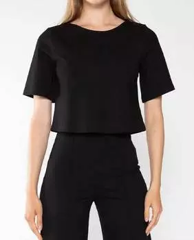 Трикотажный топ с короткими рукавами черного цвета RIPLEY RADER