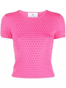 Трикотажный топ с кристаллами Chiara Ferragni, розовый