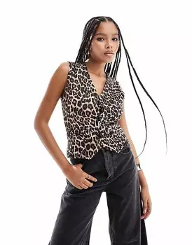 Трикотажный топ с леопардовым принтом ASOS DESIGN