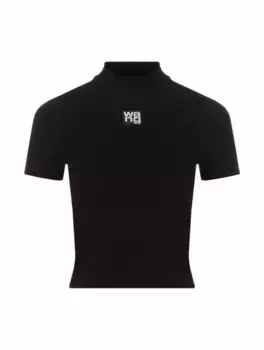 Трикотажный топ с логотипом Alexander Wang, черный