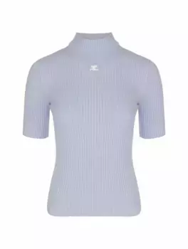 Трикотажный топ с логотипом Courreges, синий