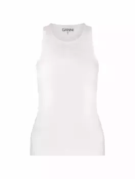 Трикотажный топ с логотипом Ganni, белый