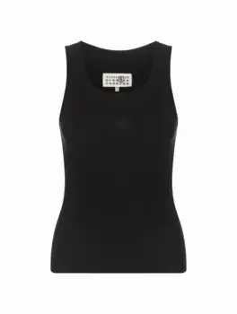Трикотажный топ с логотипом MM6 MAISON MARGIELA, черный