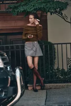 Трикотажный топ с открытыми плечами ZARA, хаки