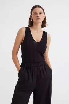 Трикотажный топ с оттенком шелка H&amp;M, черный