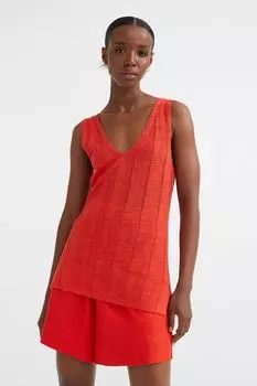 Трикотажный топ с оттенком шелка H&amp;M, ярко-красный