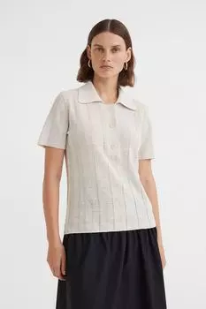 Трикотажный топ с оттенком шелка H&amp;M, сливочный