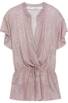 Трикотажный топ с панорамным эффектом металлик и сборками. IRO, античная роза