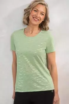 Трикотажный топ с принтом «круглая фольга» Anna Rose, зеленый