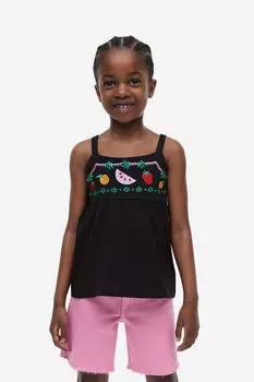 Трикотажный топ с ремешками H&M, черный