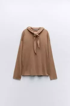 Трикотажный топ с шарфом ZARA, темно-розовый