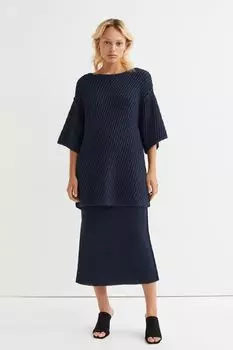 Трикотажный топ с шелком H&amp;M, темно-синий