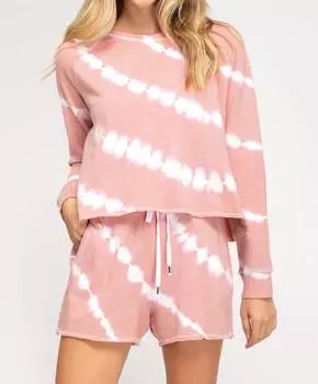 Трикотажный топ с узором «тай-дай» в цвете Misty Rose SHE + SKY