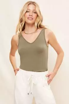 Трикотажный топ с V-образным вырезом Friends Like These, зеленый